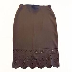 Bisou Bisou Michele Bohbot Black Lace Hem Pencil Skirt Size Medium